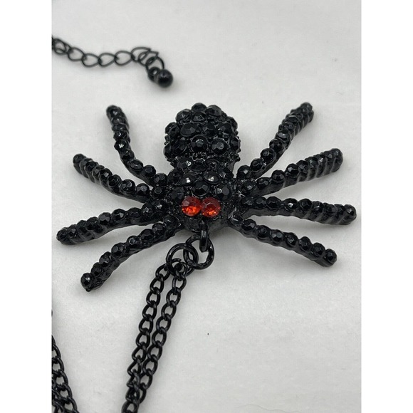 Black Sparkly Rhinestone Spider Necklace Dressy Spooky Halloween Costume Party - Picture 2 of 9